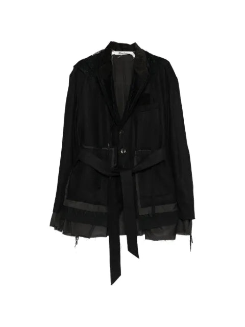 midorikawa belted raw-edge jacket