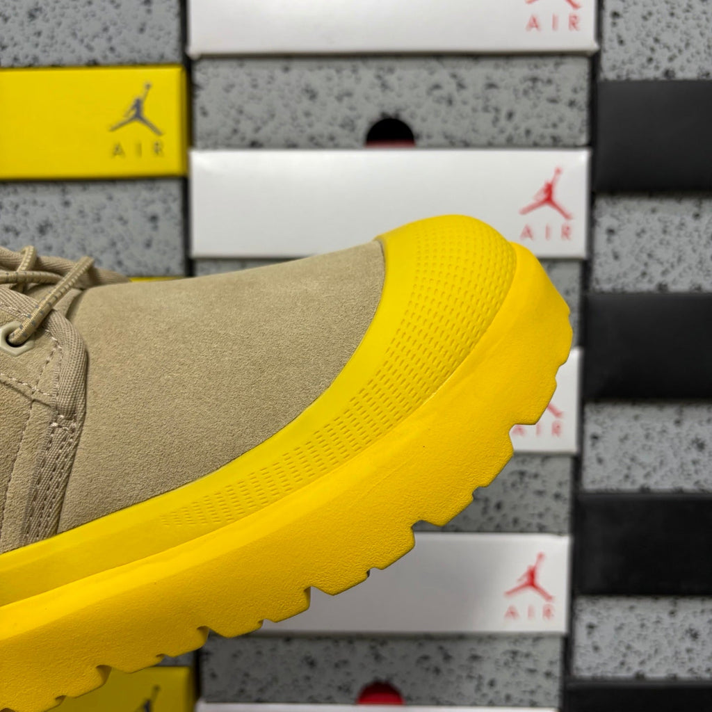 UGG Lace-Up Hiker Chukka Boot – Suede Boot with Yellow Lug Sole & Textured Midsole in Sand