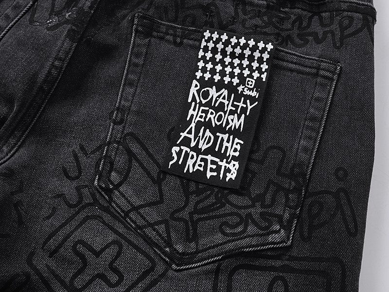 Ksubi Black Tonal Graphic Slim Tapered Jeans