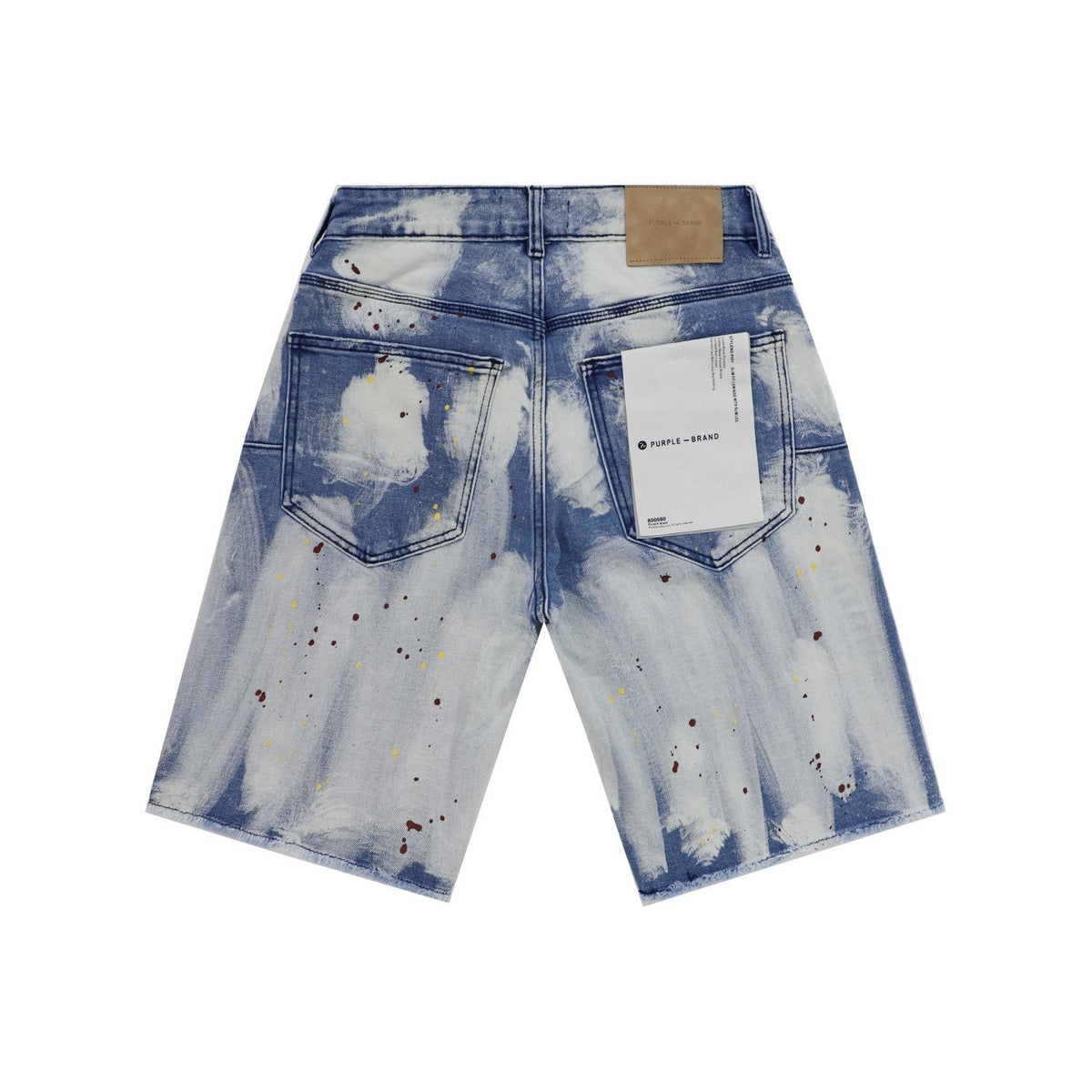 Purple Brand Light Blue Acid-Wash Denim Shorts