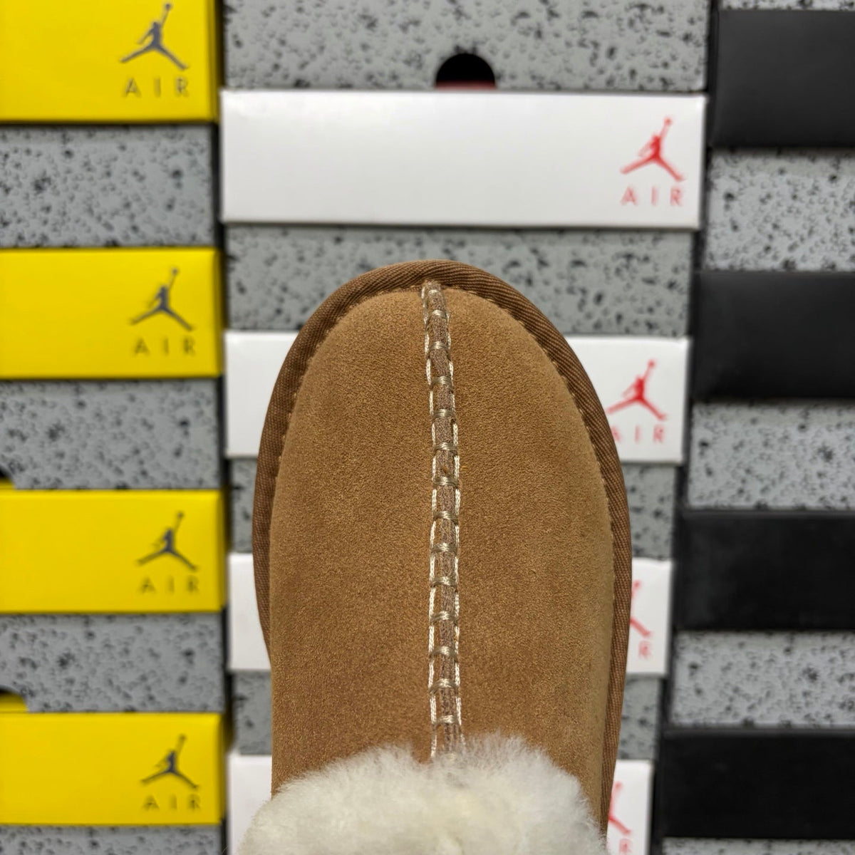 UGG Funkette Platform Clog – Women's Sherpa-Collar Suede Mule in Chestnut