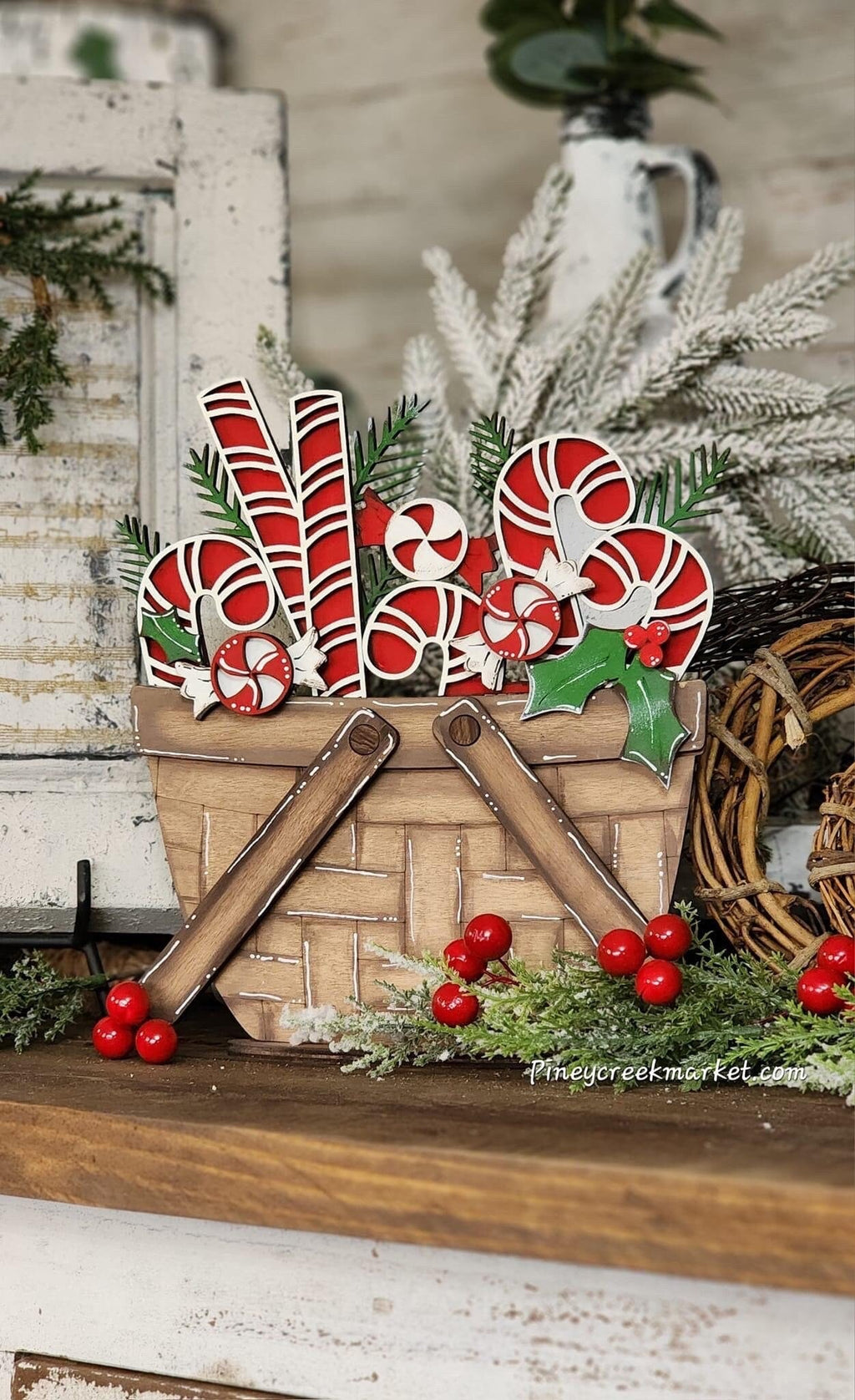 Candy Canes For The Flower Basket Interchangeable File SVG, Holiday, Christmas Tiered Tray, Glowforge, LuckyHeartDesignsCo